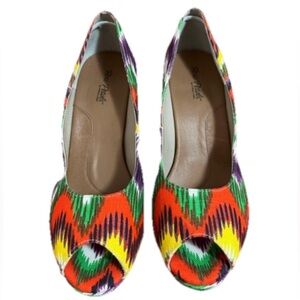 Fiora Pink Water Bloom Peep Toe High Heel Shoes Multicolor NIB